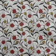 thumbnail image 1 of oneOone Cotton Jersey Red Fabric Floral Retro Quilting Supplies Print Sewing Fabric By The Yard 58 Inch Wide, 1 of 5