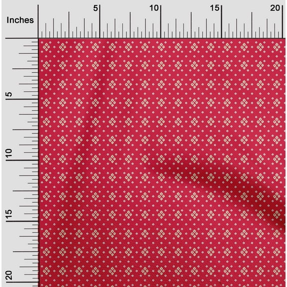oneOone Cotton Jersey Red Fabric Small Motif Bandhani Quilting Supplies Print Sewing Fabric By The Yard 58 Inch Wide