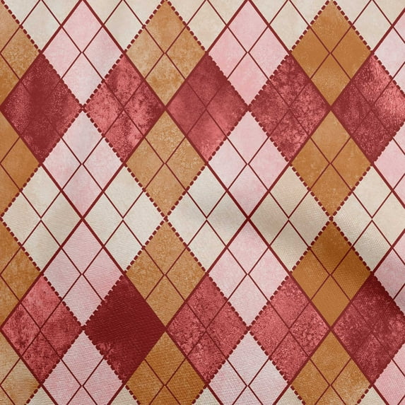 oneOone Cotton Jersey Rust Brown Fabric Argyle Diy Clothing Quilting Fabric Print Fabric By Yard 58 Inch Wide