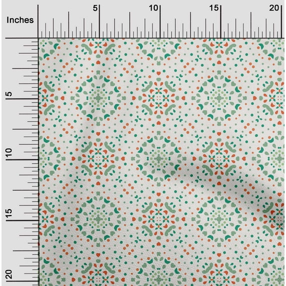 oneOone Cotton Jersey Sea Green Fabric Dot|Heart & Shapes Geometric Sewing Fabric By The Yard Printed Diy Clothing Sewing Supplies 58 Inch Wide