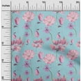 thumbnail image 1 of oneOone Cotton Jersey Sky Blue Fabric Flower Watercolor Fabric For Sewing Printed Craft Fabric By The Yard 58 Inch Wide, 1 of 4