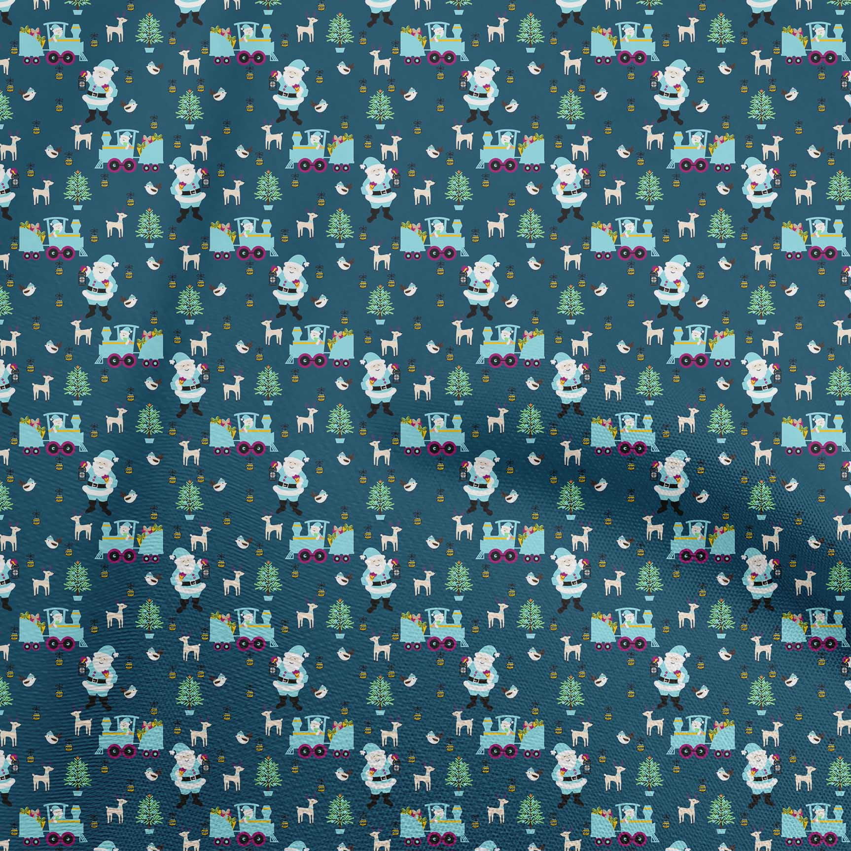 oneOone Cotton Jersey Teal Blue Fabric Christmas Sewing Material Print Fabric By The Yard 58 Inch Wide
