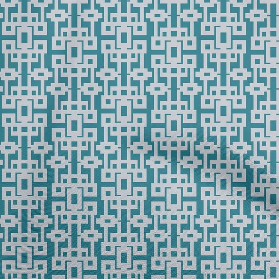 oneOone Cotton Jersey Teal Blue Fabric Geometric Craft Projects Decor Fabric Printed By The Yard 58 Inch Wide