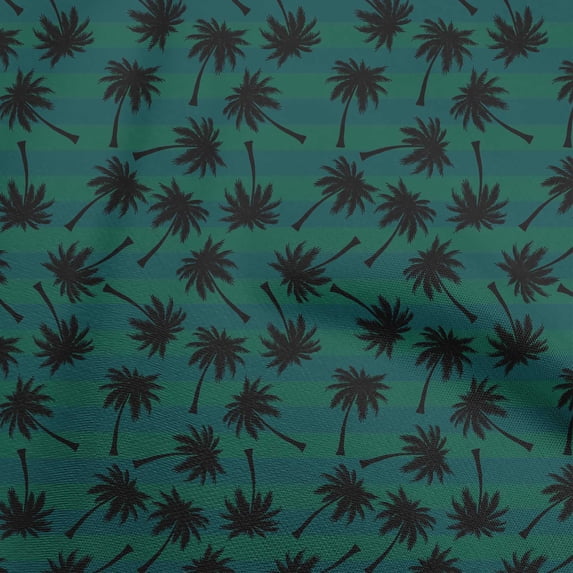 oneOone Cotton Jersey Teal Green Fabric Leaf With Stripes Diy Clothing Quilting Fabric Print Fabric By Yard 58 Inch Wide