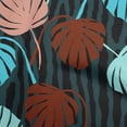 thumbnail image 1 of oneOone Cotton Jersey Teal Green Fabric Tropical Palm Leaf With Broken Fat Lines Fabric For Sewing Printed Craft Fabric By The Yard 58 Inch Wide, 1 of 4