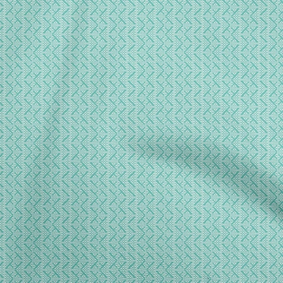 oneOone Cotton Jersey Turquoise Blue Fabric Geometric Fabric For Sewing Printed Craft Fabric By The Yard 58 Inch Wide