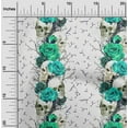 thumbnail image 1 of oneOone Cotton Jersey Turquoise Green Fabric Floral & Skull Sewing Fabric By The Yard Printed Diy Clothing Sewing Supplies 58 Inch Wide, 1 of 4