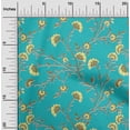 thumbnail image 1 of oneOone Cotton Jersey Turquoise Green Fabric Leaves & Flower Floral Fabric For Sewing Printed Craft Fabric By The Yard 58 Inch Wide, 1 of 4