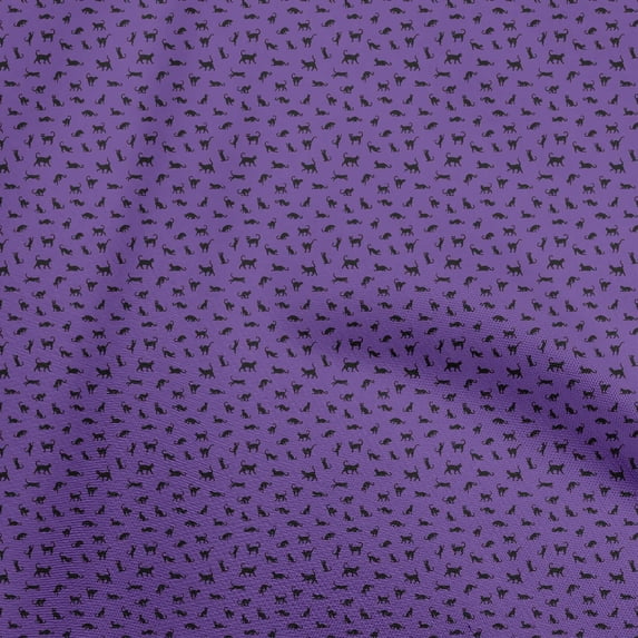 oneOone Cotton Jersey Violet Fabric Cat Dress Material Fabric Print Fabric By The Yard 58 Inch Wide
