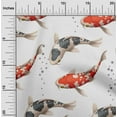 thumbnail image 1 of oneOone Cotton Jersey White Fabric Bubbles & Koi Fish Ocean Dress Material Fabric Print Fabric By The Yard 58 Inch Wide, 1 of 4