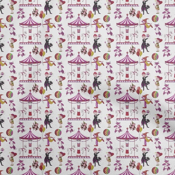 oneOone Cotton Jersey White Fabric Circus Craft Projects Decor Fabric Printed By The Yard 58 Inch Wide-aA