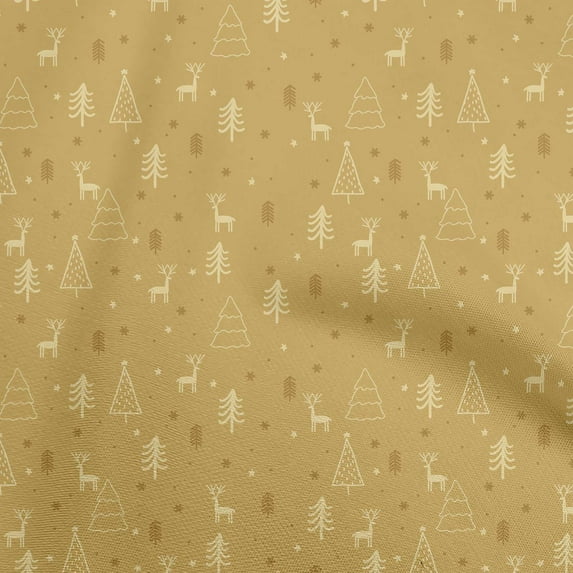 oneOone Cotton Jersey Yellow Fabric Christmas Doodle Fabric For Sewing Printed Craft Fabric By The Yard 58 Inch Wide