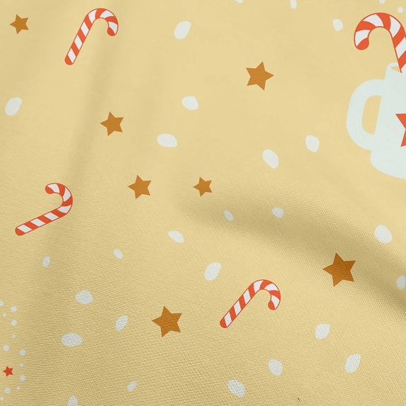 oneOone Cotton Jersey Yellow Fabric Christmas Quilting Supplies Print Sewing Fabric By The Yard 58 Inch Wide