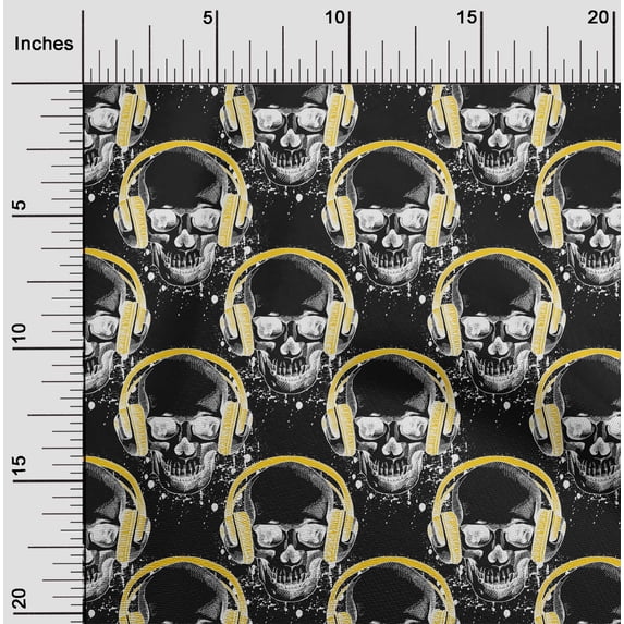 oneOone Cotton Jersey Yellow Fabric Skull Sewing Craft Projects Fabric Prints By Yard 58 Inch Wide