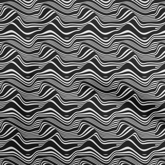 oneOone Cotton Poplin Black Fabric Abstract Stripe Sewing Material Print Fabric By The Yard 56 Inch Wide