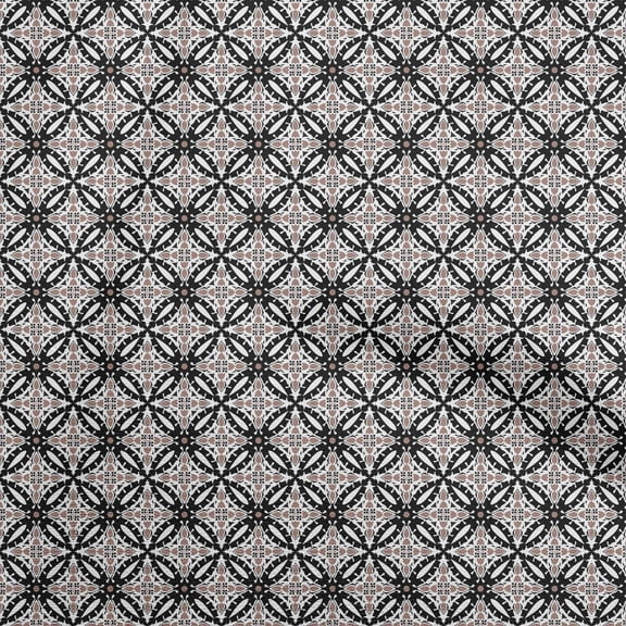 oneOone Cotton Poplin Black Fabric Arabic Moroccan Fabric For Sewing Printed Craft Fabric By The Yard 56 Inch Wide