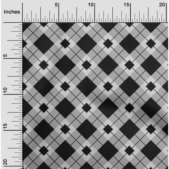 oneOone Cotton Poplin Black Fabric Argyle Check Dress Material Fabric Print Fabric By The Yard 56 Inches Wide