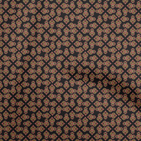 oneOone Cotton Poplin Black Fabric Asian Floral Sewing Craft Projects Fabric Prints By Yard 42 Inch Wide