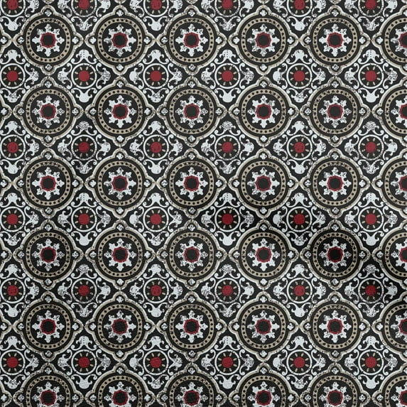 oneOone Cotton Poplin Black Fabric Asian Suzani Fabric For Sewing Printed Craft Fabric By The Yard 56 Inch Wide