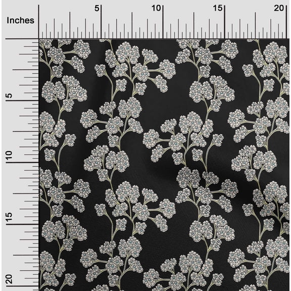 oneOone Cotton Poplin Black Fabric Floral Fabric For Sewing Printed Crafts Fabric By The Yards 42 Inches Wide