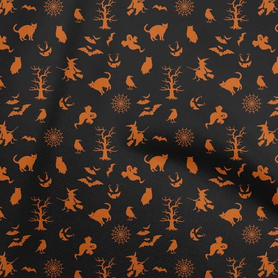 oneOone Cotton Poplin Black Fabric Halloween Sewing Material Print Fabric By The Yard 42 Inch Wide