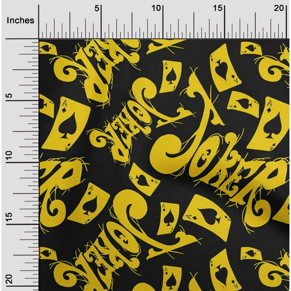 oneOone Cotton Poplin Black Fabric Joker & Poker Text Dress Material Fabric Print Fabric By The Yard 42 Inch Wide
