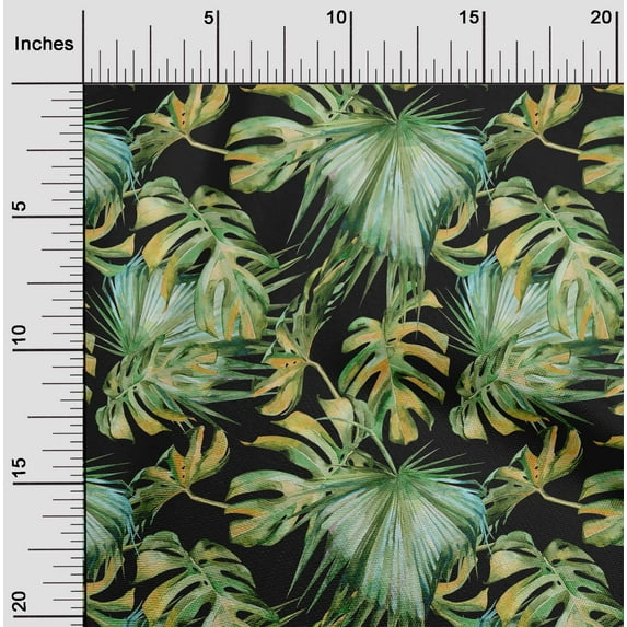 oneOone Cotton Poplin Black Fabric Neem Leaves Sewing Fabric By The Yard Printed Diy Clothing Sewing Supplies 42 Inch Wide