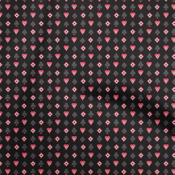 oneOone Cotton Poplin Black Fabric Poker Card Quilting Supplies Print Sewing Fabric By The Yard 42 Inch Wide