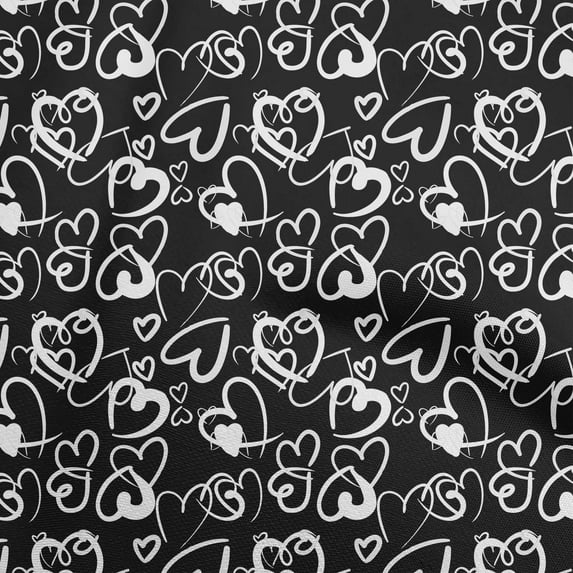 oneOone Cotton Poplin Black Fabric Valentine Heart Diy Clothing Quilting Fabric Print Fabric By Yard 56 Inch Wide