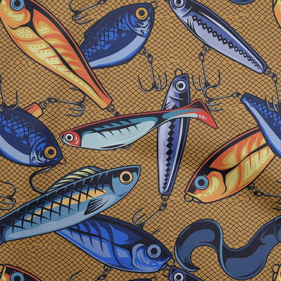 oneOone Cotton Poplin Blue Fabric Fish Sewing Fabric By The Yard Printed Diy Clothing Sewing Supplies 56 Inch Wide