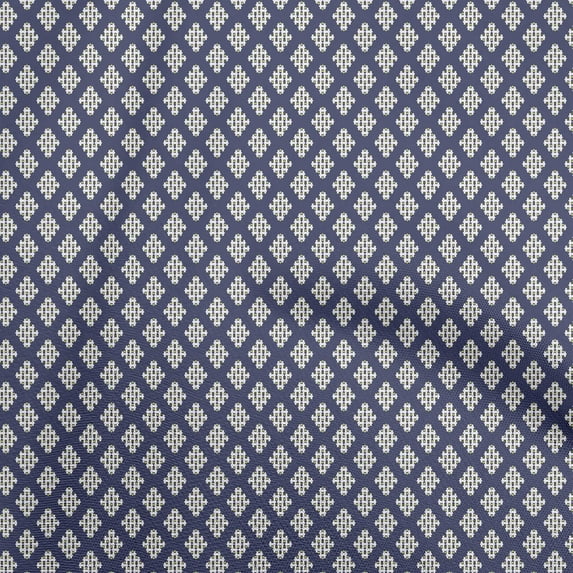 oneOone Cotton Poplin Blue Fabric Geometric Craft Projects Decor Fabric Printed By The Yard 42 Inch Wide