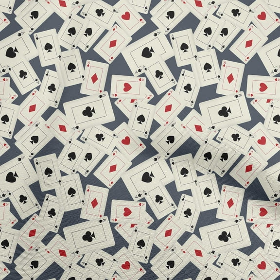 oneOone Cotton Poplin Blue Fabric Poker Card Sewing Craft Projects Fabric Prints By Yard 56 Inch Wide