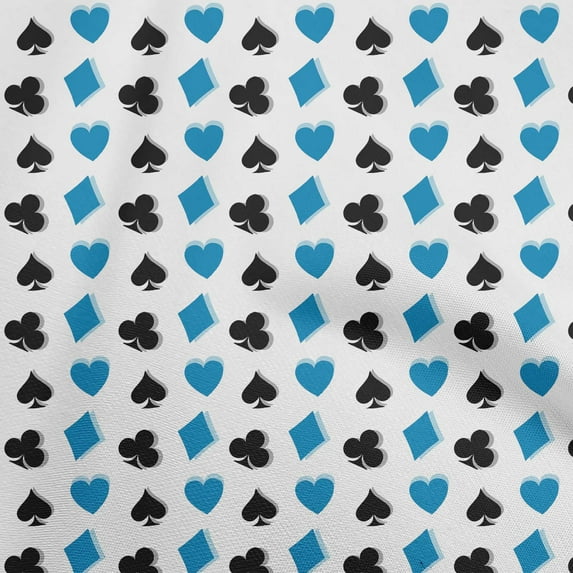 oneOone Cotton Poplin Blue Fabric Poker Card Sewing Fabric By The Yard Printed Diy Clothing Sewing Supplies 42 Inch Wide