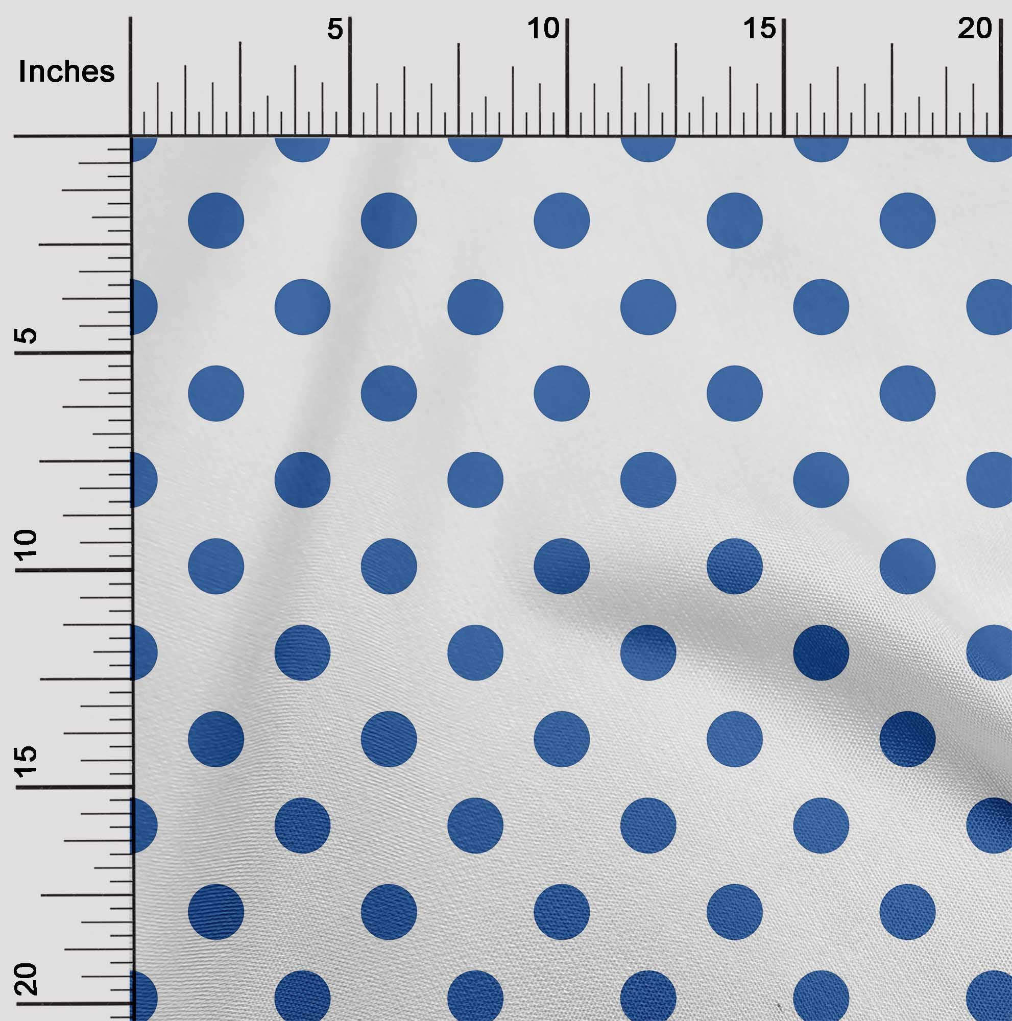 oneOone Cotton Poplin Blue Fabric Polka Dots Dots Craft Projects Decor Fabric Printed By The Yard 42 Inch Wide
