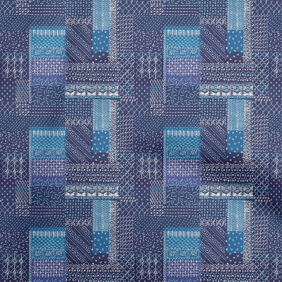 oneOone Cotton Poplin Blue2 Fabric Patchwork Diy Clothing Quilting Fabric Print Fabric By Yard 56 Inch Wide