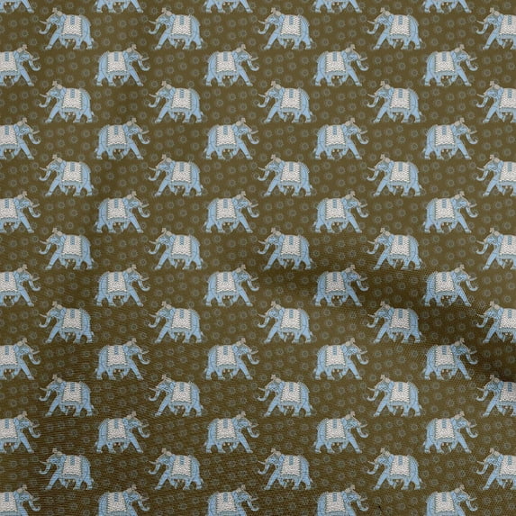 oneOone Cotton Poplin Brown Fabric Elephant Fabric For Sewing Printed Craft Fabric By The Yard 42 Inch Wide