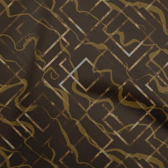 oneOone Cotton Poplin Brown Fabric Geometric Craft Projects Decor Fabric Printed By The Yard 42 Inch Wide