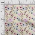 thumbnail image 1 of oneOone Cotton Poplin Cream Fabric Flower & Leaves Watercolor Sewing Material Print Fabric By The Yard 56 Inch Wide, 1 of 4