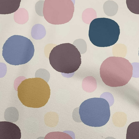 oneOone Cotton Poplin Cream Fabric Polka Craft Projects Decor Fabric Printed By The Yard 42 Inch Wide