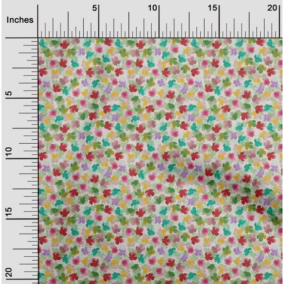 oneOone Cotton Poplin Crimson Red Fabric Watercolor Floral Craft Projects Decor Fabric Printed By The Yard 56 Inch Wide