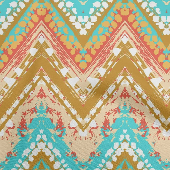 oneOone Cotton Poplin Dark Beige Fabric Chevron Dress Material Fabric Print Fabric By The Yard 56 Inch Wide
