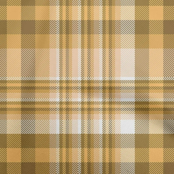 oneOone Cotton Poplin Dark Beige Fabric Plaid Dress Material Fabric Print Fabric By The Yard 56 Inch Wide
