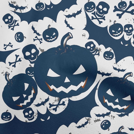oneOone Cotton Poplin Dark Blue Fabric Halloween Sewing Fabric By The Yard Printed Diy Clothing Sewing Supplies 56 Inch Wide