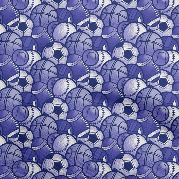 oneOone Cotton Poplin Dark Blue Fabric Sports Basket & Football Sewing Material Print Fabric By The Yard 56 Inch Wide