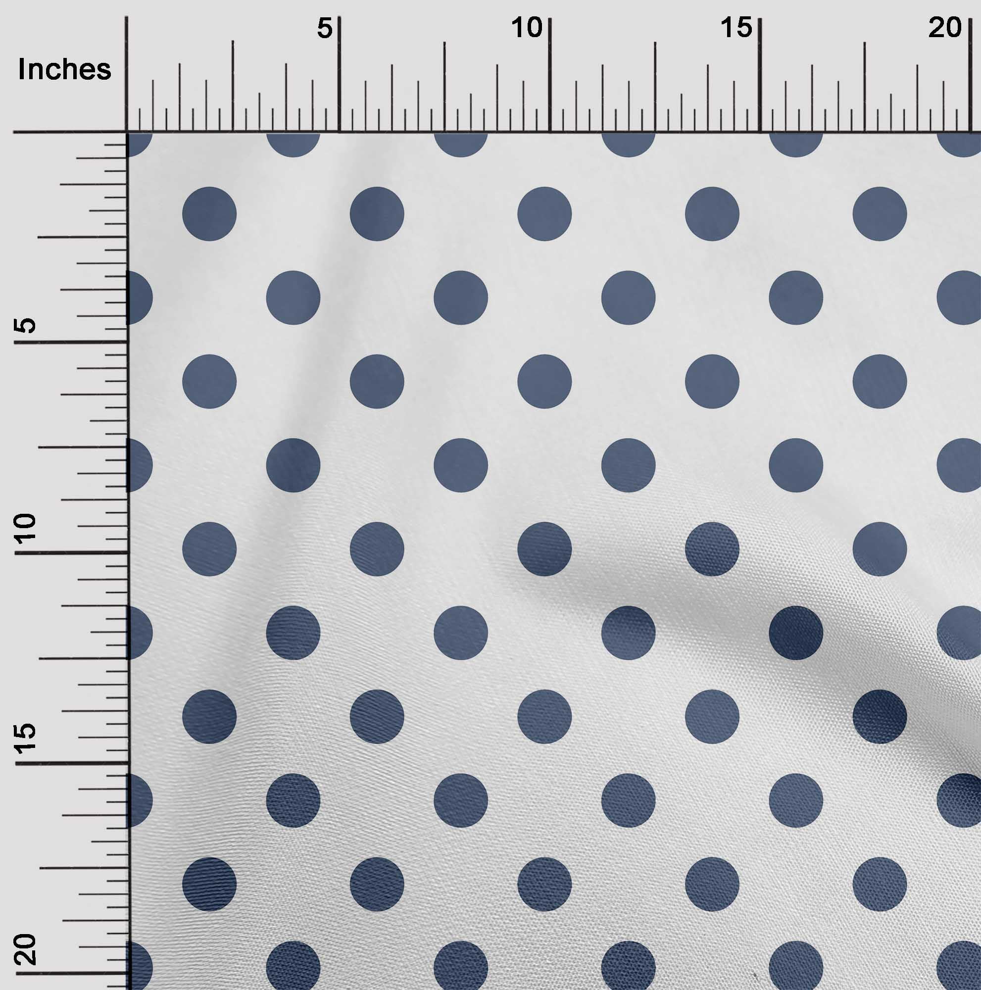 oneOone Cotton Poplin Dark Dusty Blue Fabric Polka Dots Dots Sewing Craft Projects Fabric Prints By Yard 42 Inch Wide