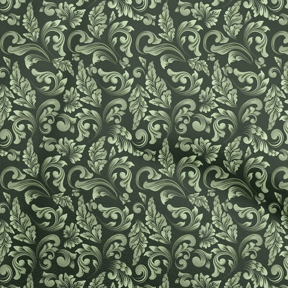 oneOone Cotton Poplin Dark Green Fabric Asian Baroque Sewing Craft Projects Fabric Prints By Yard 56 Inch Wide