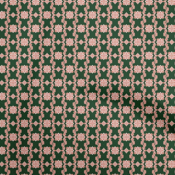 oneOone Cotton Poplin Dark Green Fabric Damask Scroll Quilting Supplies Print Sewing Fabric By The Yard 42 Inch Wide