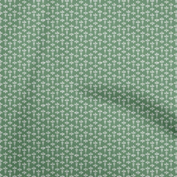 oneOone Cotton Poplin Dark Green Fabric Floral Silhouette Sewing Material Print Fabric By The Yard 56 Inch Wide
