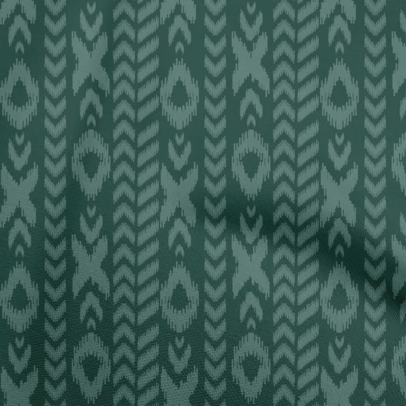 oneOone Cotton Poplin Dark Green Fabric Ikat Sewing Craft Projects Fabric Prints By Yard 56 Inch Wide