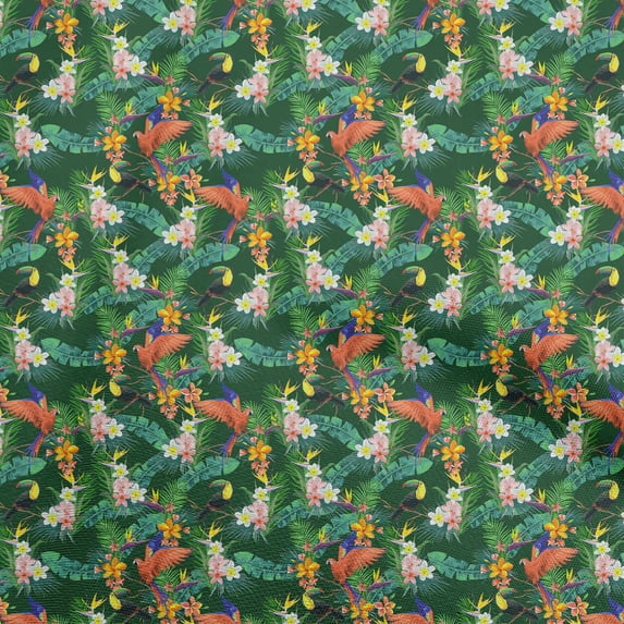 oneOone Cotton Poplin Dark Green Fabric Tropical Craft Projects Decor Fabric Printed By The Yard 42 Inch Wide